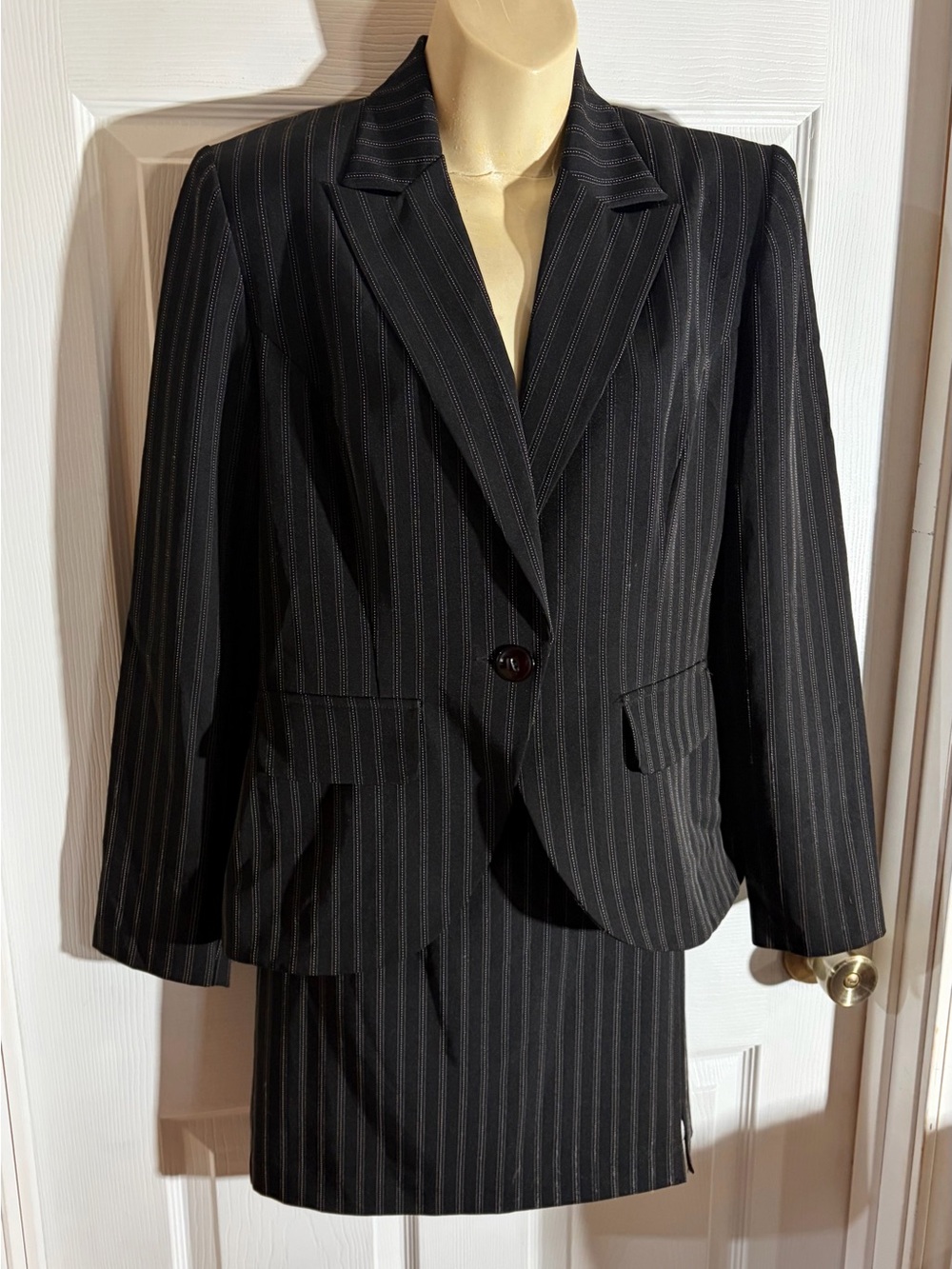 Women's Black Pinstripe Mini DBY Ltd Skirt Set Classic professional Ensemble